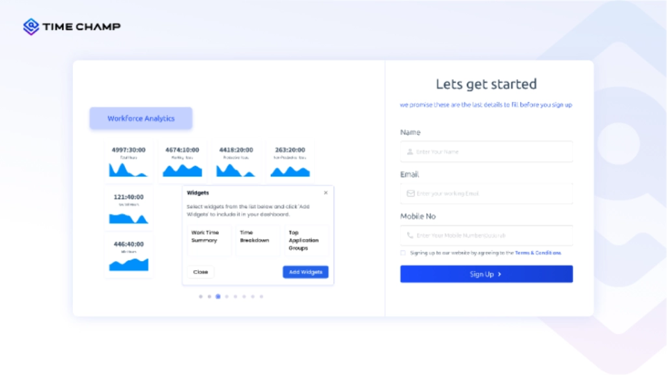 get started dashboard
